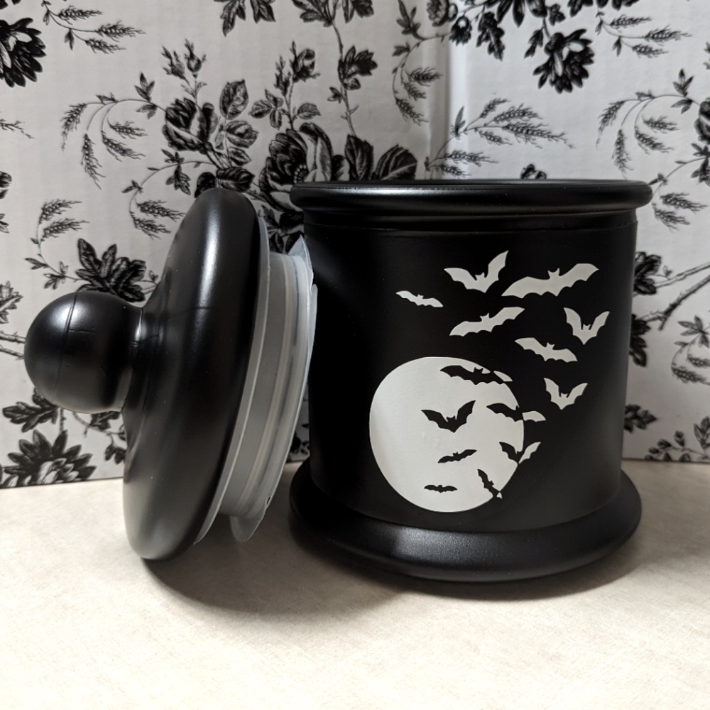 Bats+Moon Black Glass Container | Glass Cookie Jar/Kitchen Storage Canister